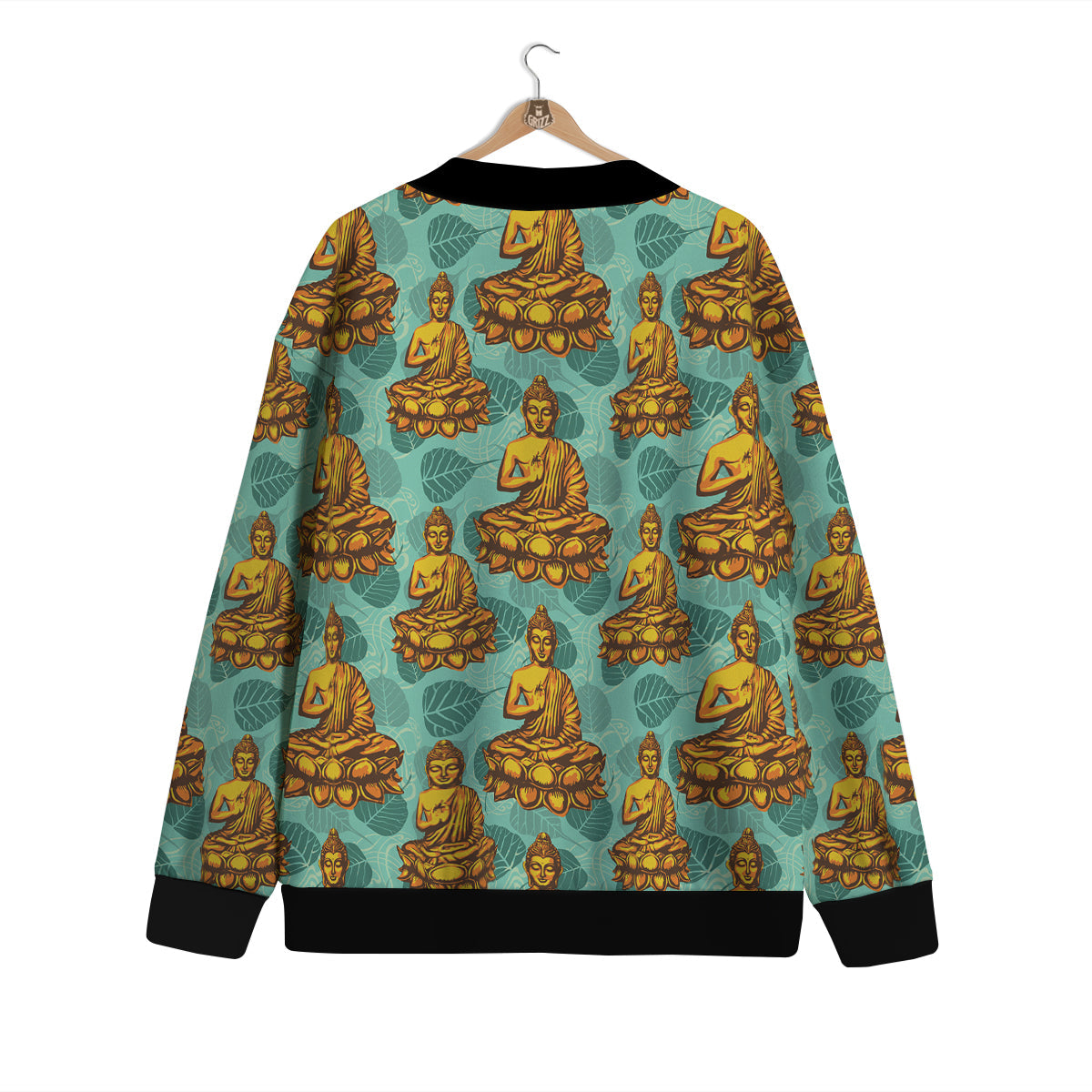 Buddha Sits On The Leaf Print Pattern Cardigan-grizzshop