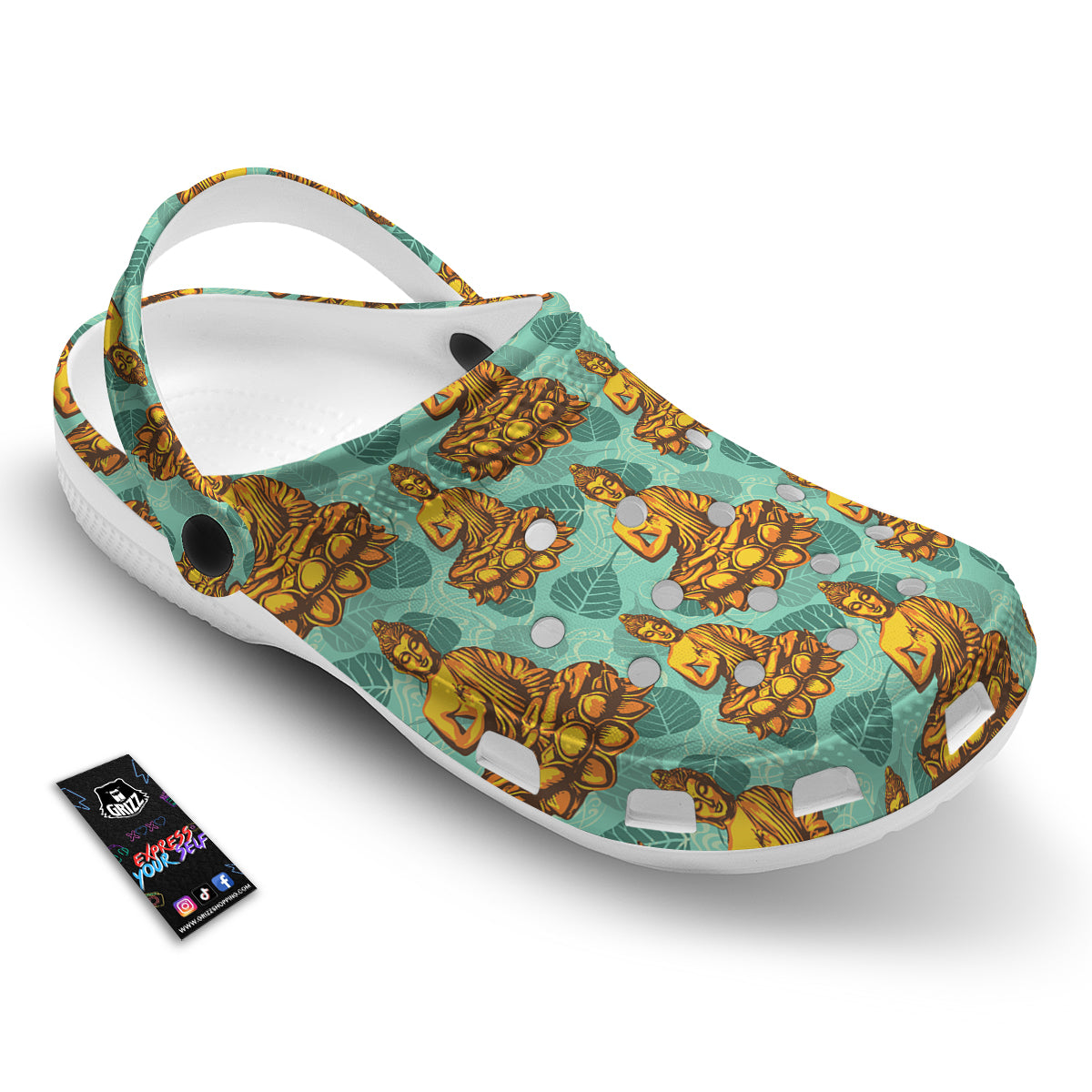 Buddha Sits On The Leaf Print Pattern Clog-grizzshop