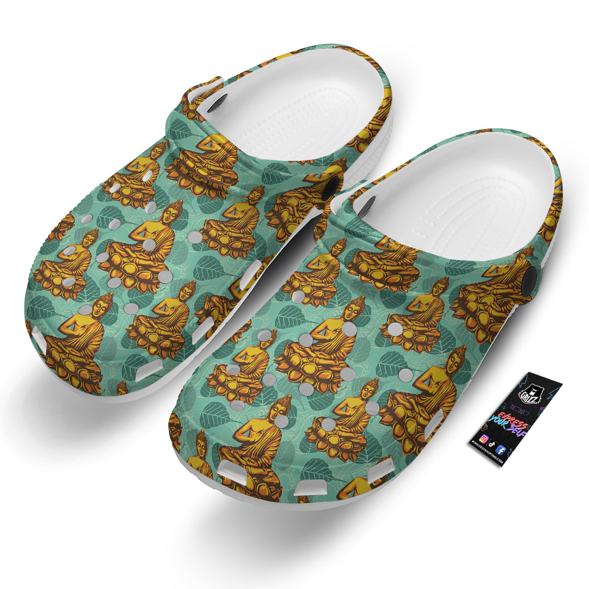 Buddha Sits On The Leaf Print Pattern Clog-grizzshop