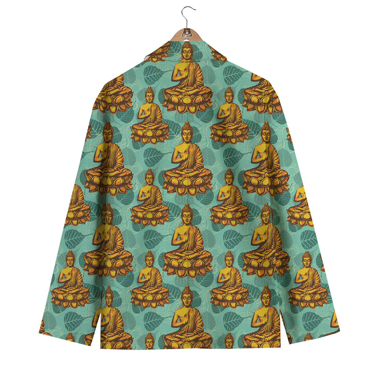 Buddha Sits On The Leaf Print Pattern Men's Blazer-grizzshop
