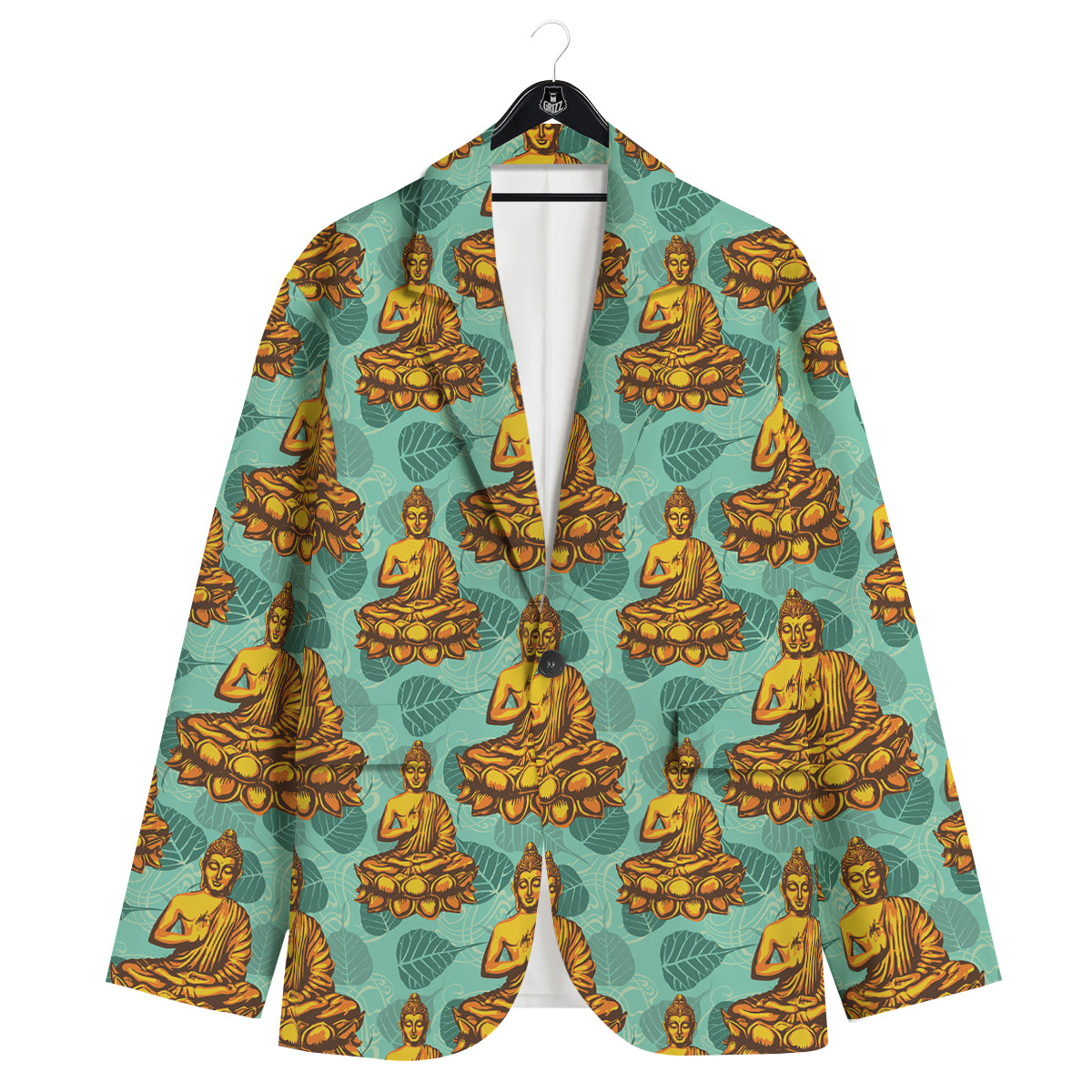 Buddha Sits On The Leaf Print Pattern Men's Sport Coat-grizzshop