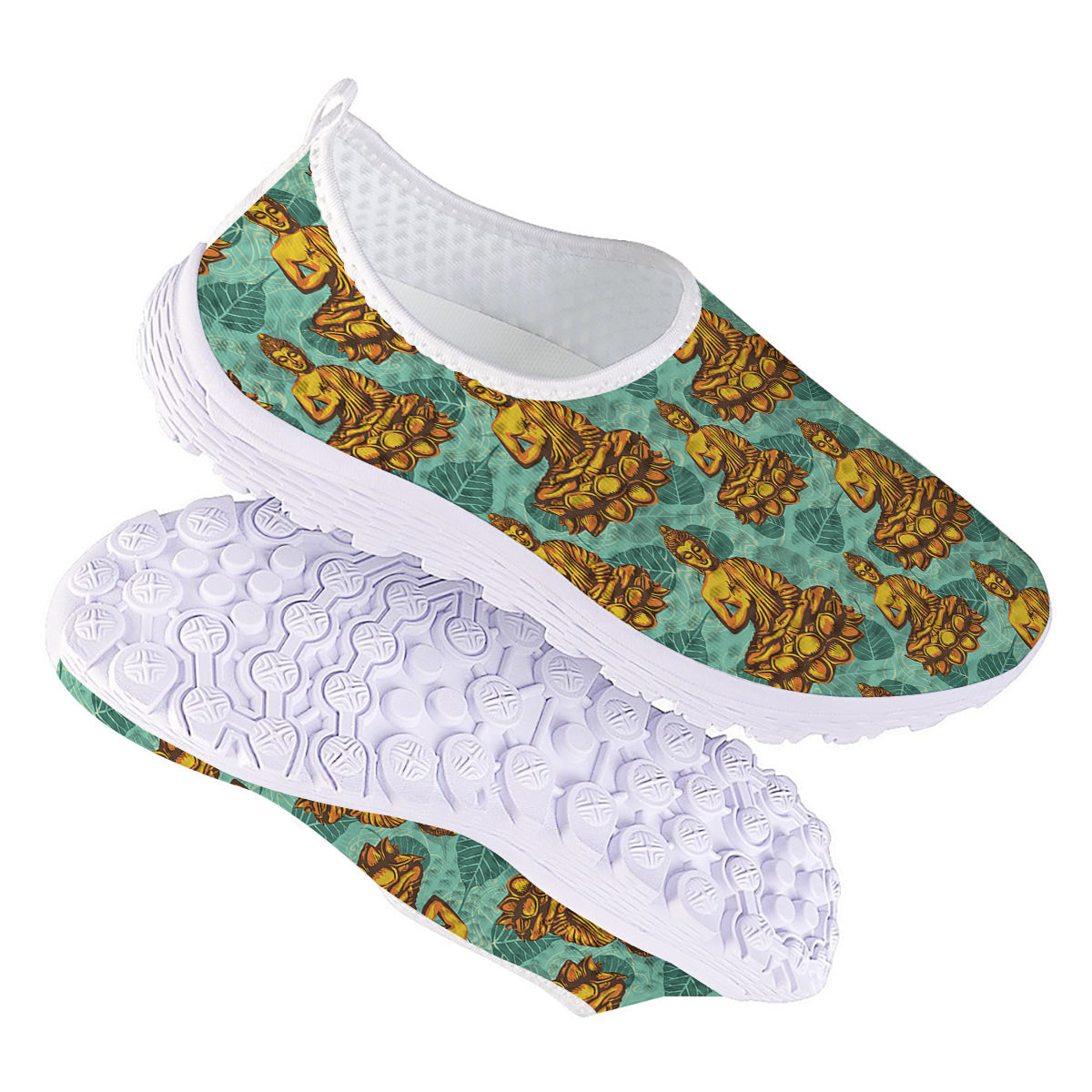 Buddha Sits On The Leaf Print Pattern Nurse Shoes-grizzshop
