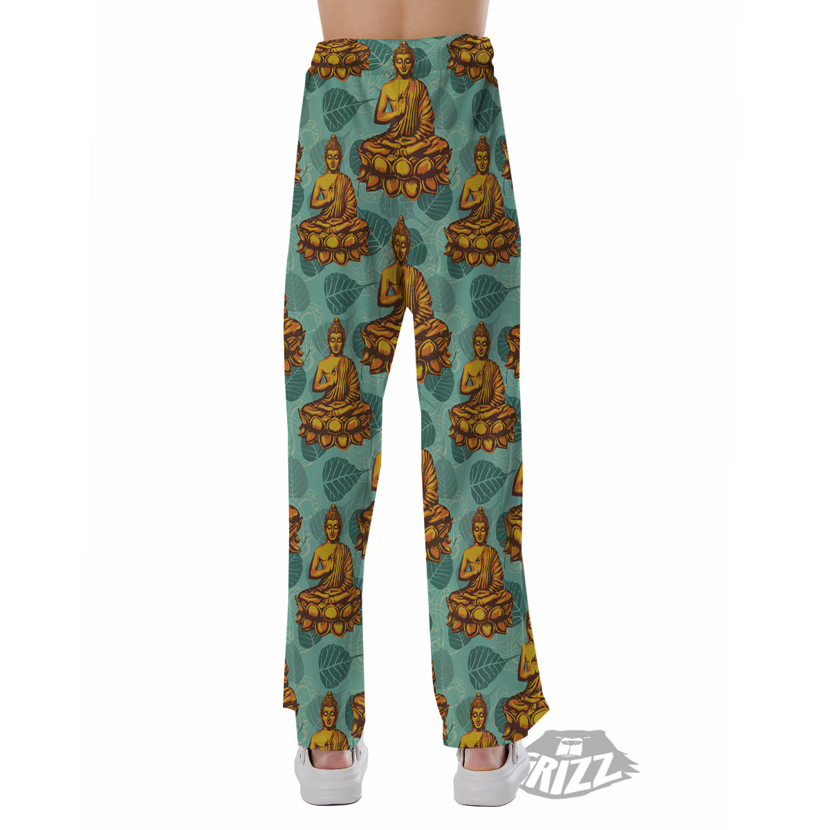 Buddha Sits On The Leaf Print Pattern Pajama Pants-grizzshop