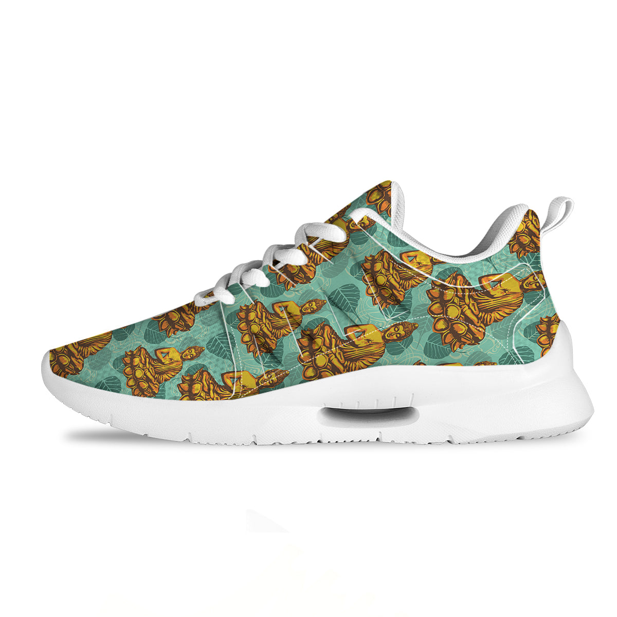 Buddha Sits On The Leaf Print Pattern Tennis Shoes-grizzshop