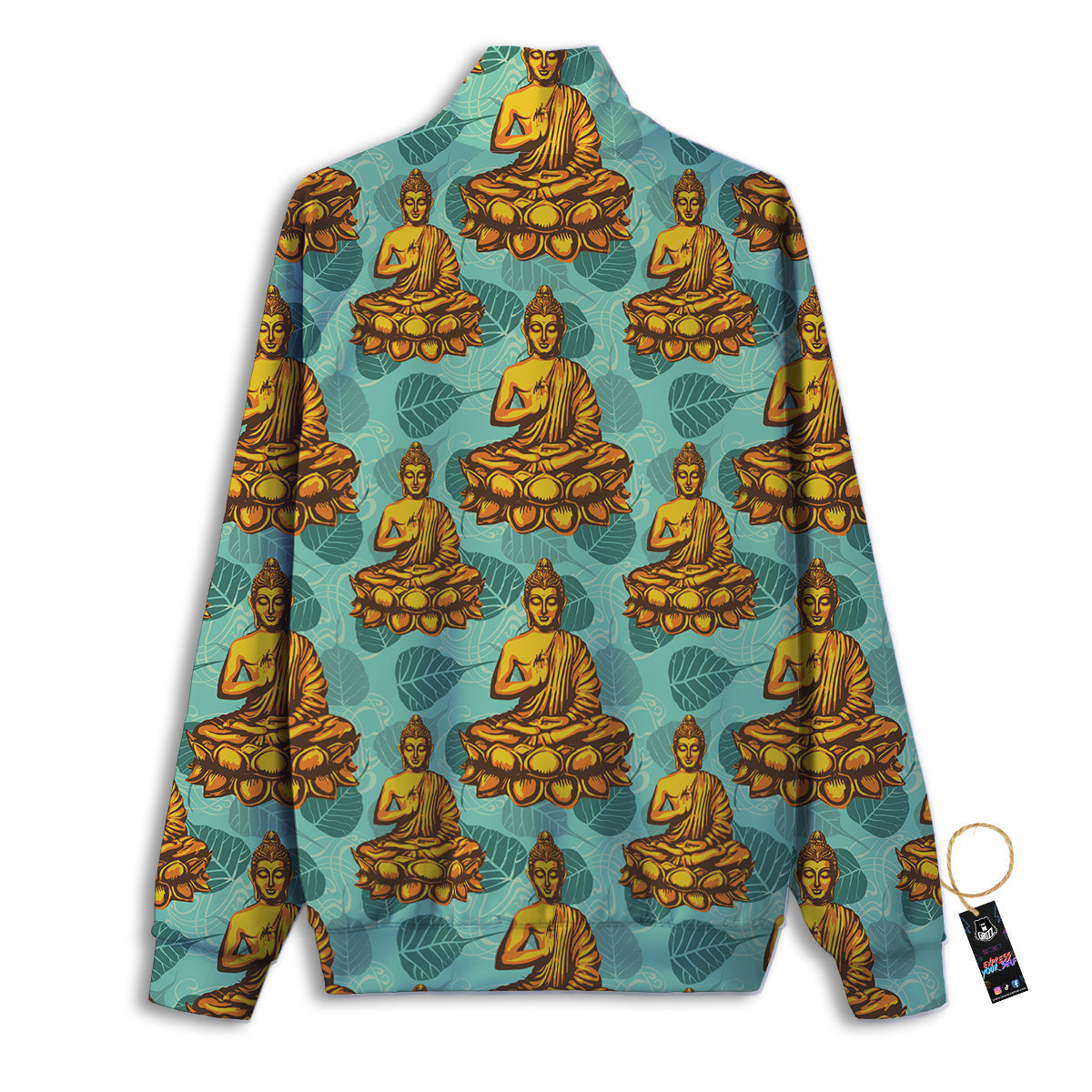 Buddha Sits On The Leaf Print Pattern Track Jacket-grizzshop