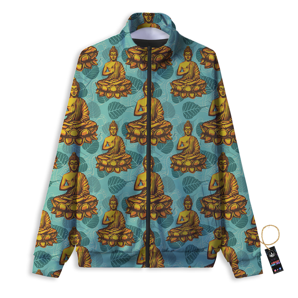 Buddha Sits On The Leaf Print Pattern Track Jacket-grizzshop