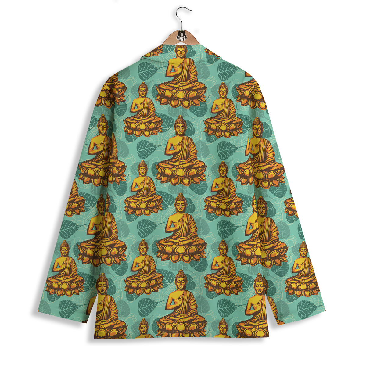 Buddha Sits On The Leaf Print Pattern Women's Blazer-grizzshop