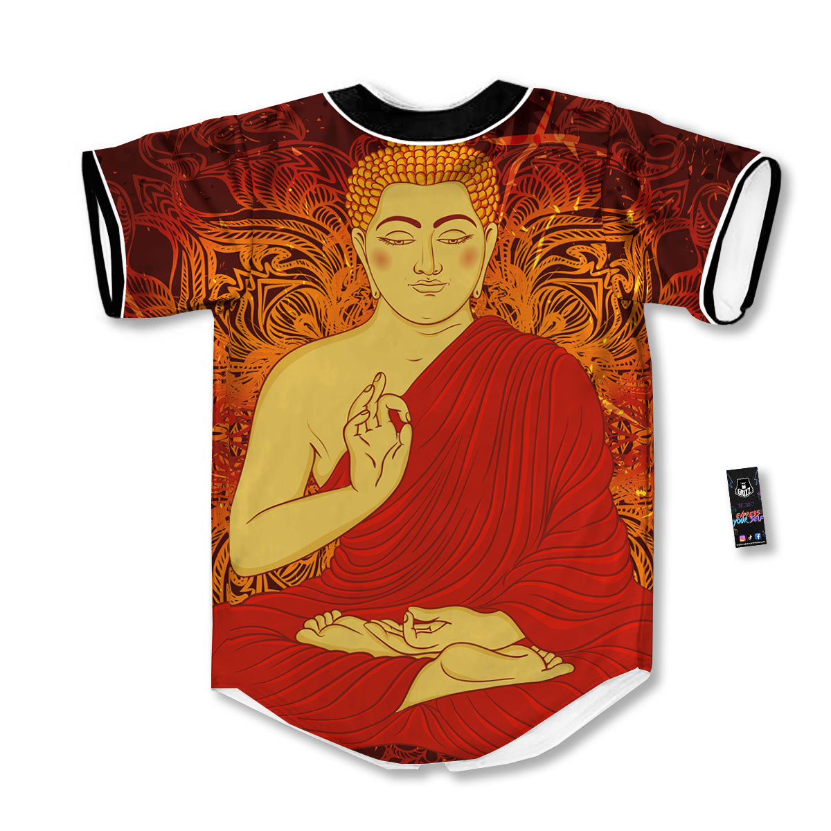 Buddha Statue Vintage Print Baseball Jersey-grizzshop