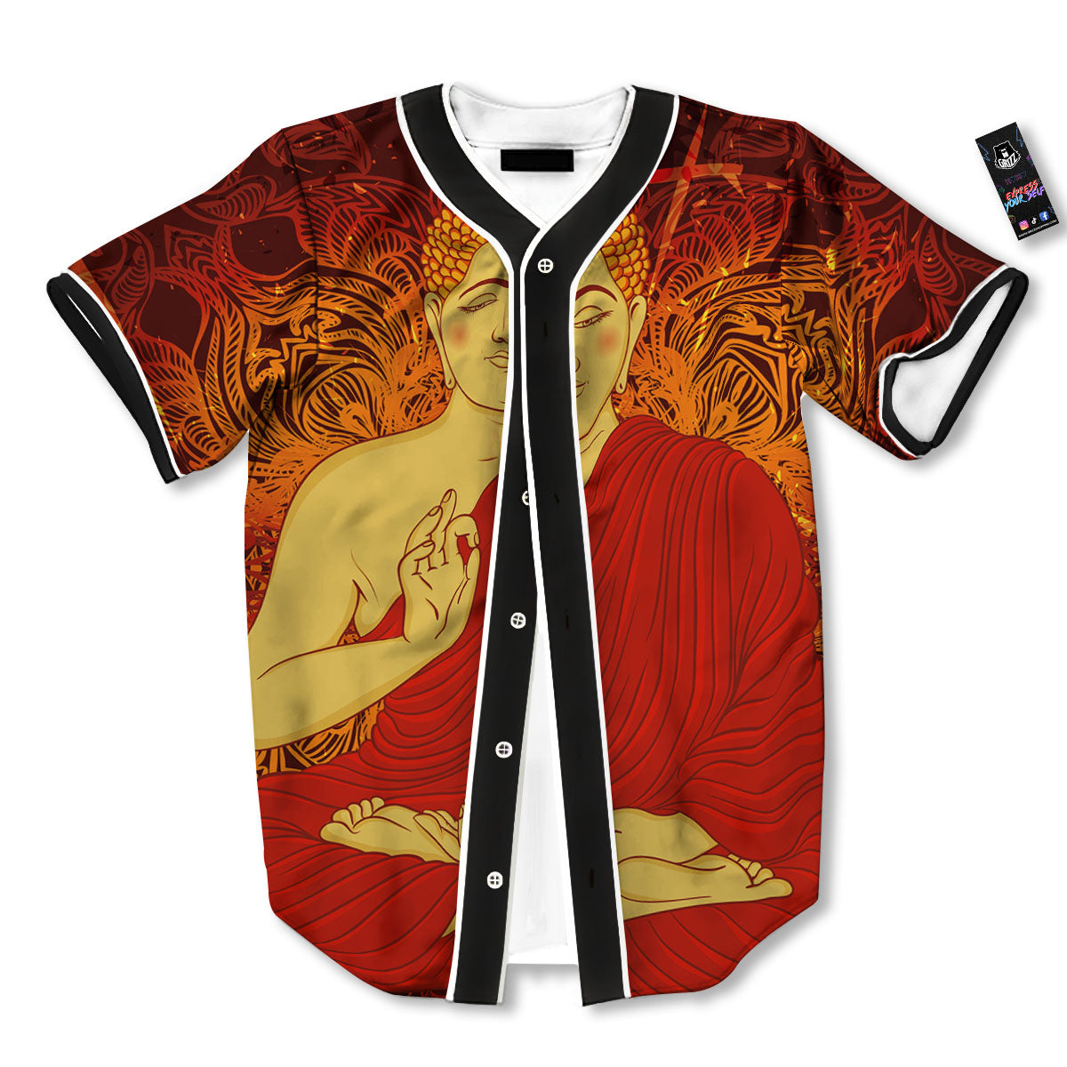 Buddha Statue Vintage Print Baseball Jersey-grizzshop