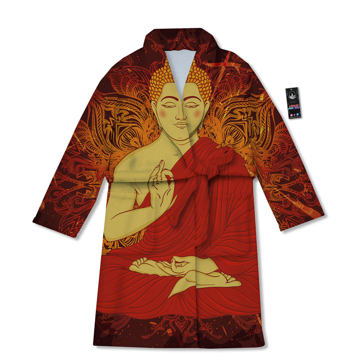 Buddha Statue Vintage Print Bathrobe-grizzshop