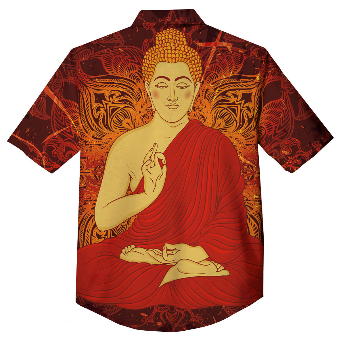 Buddha Statue Vintage Print Button Up Shirt-grizzshop