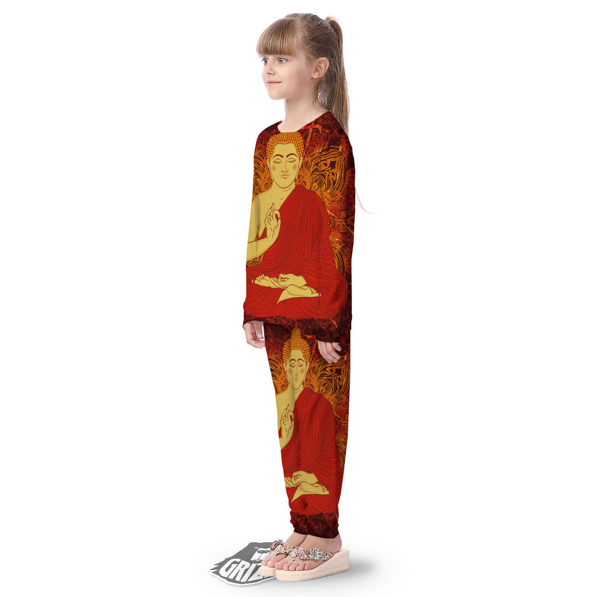 Buddha Statue Vintage Print Kid's Pajamas-grizzshop