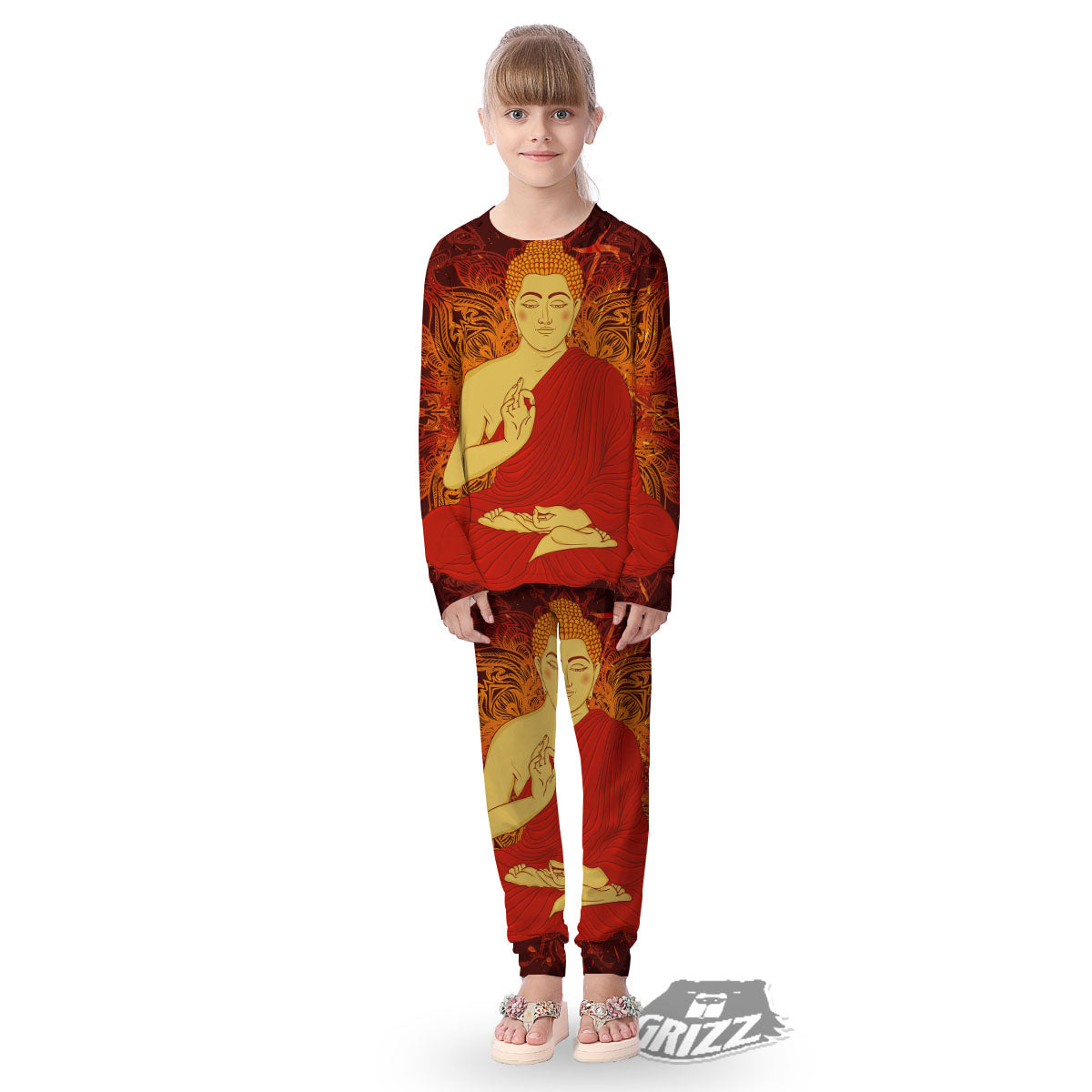 Buddha Statue Vintage Print Kid's Pajamas-grizzshop