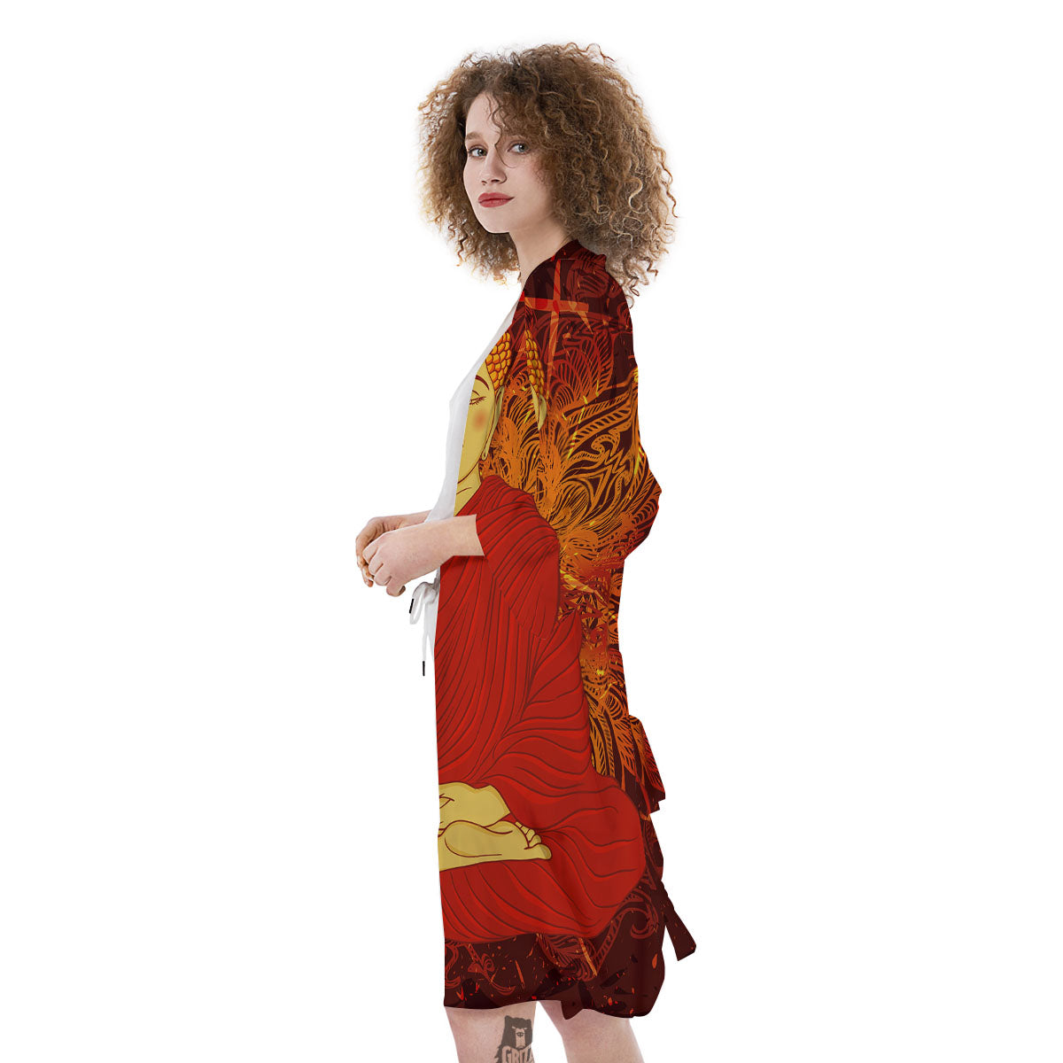 Buddha Statue Vintage Print Kimono-grizzshop