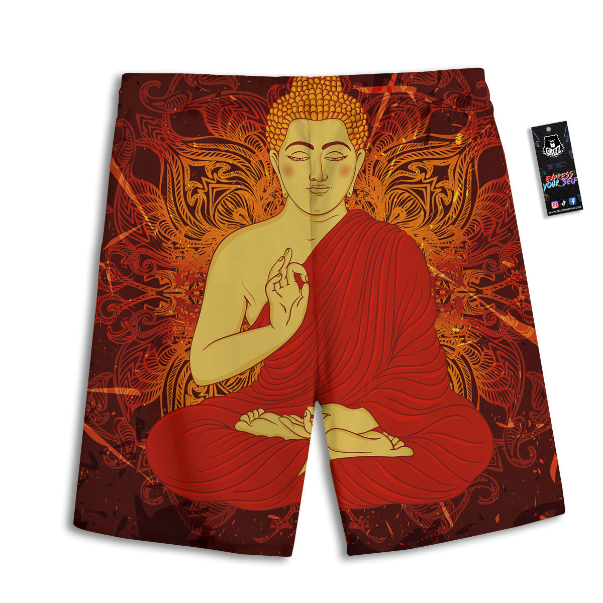 Buddha Statue Vintage Print Men's Athletic Shorts