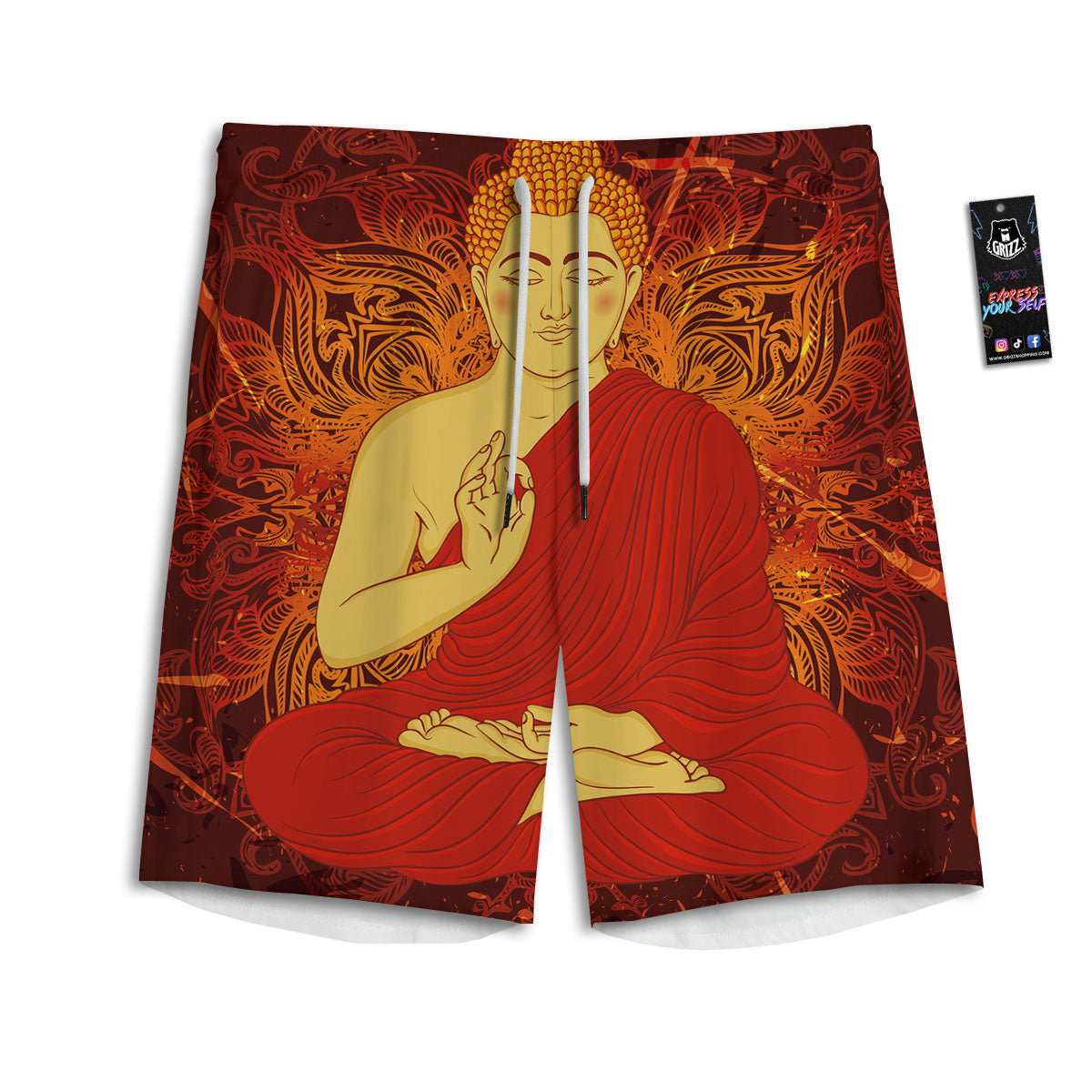 Buddha Statue Vintage Print Men's Athletic Shorts