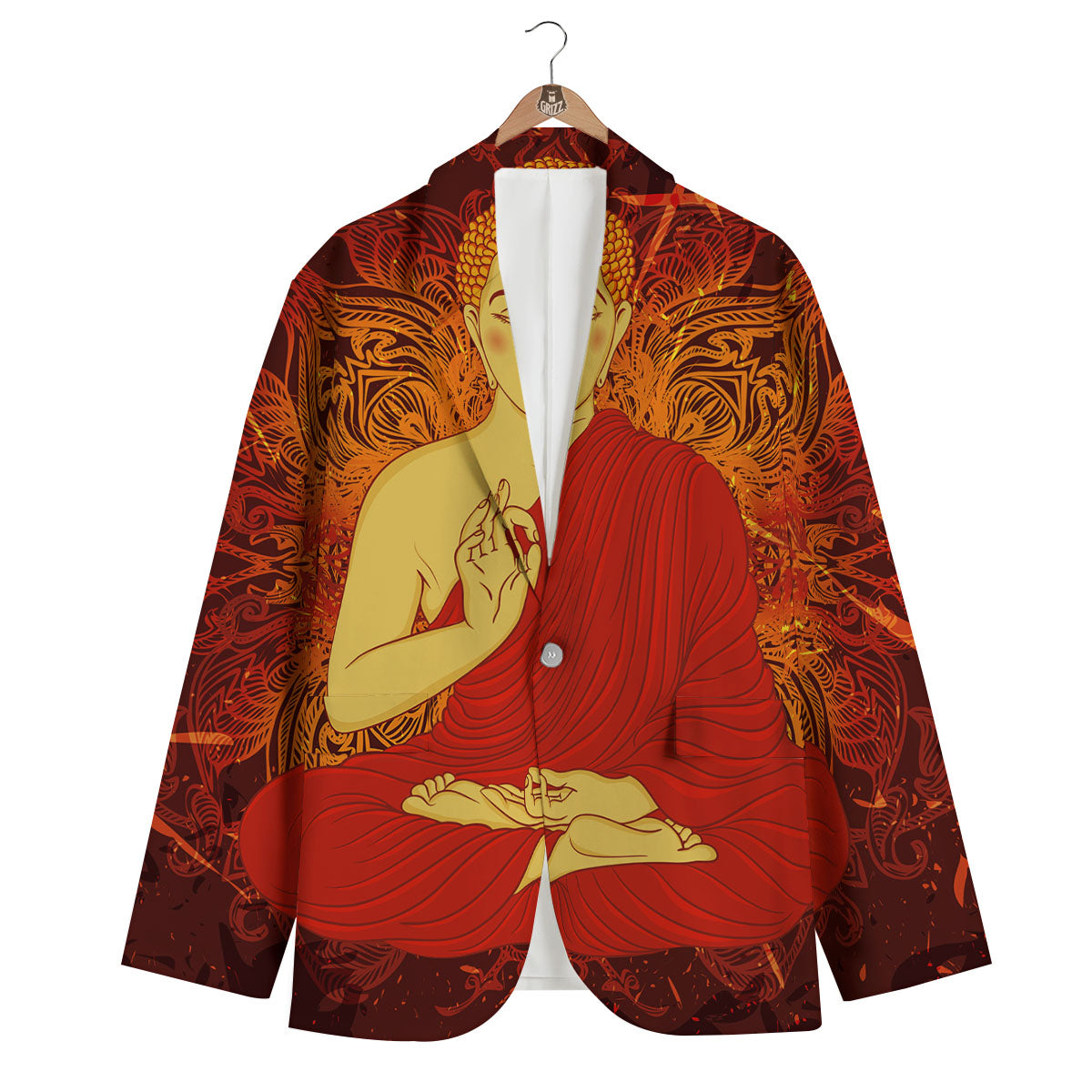 Buddha Statue Vintage Print Men's Blazer-grizzshop