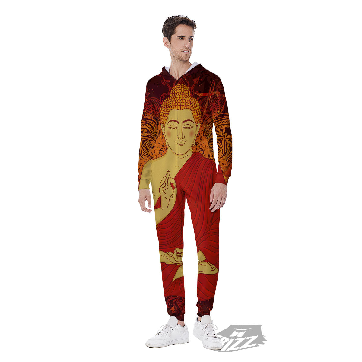 Buddha Statue Vintage Print Men's Jumpsuit-grizzshop