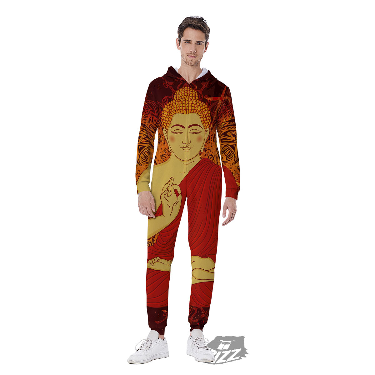 Buddha Statue Vintage Print Men's Jumpsuit-grizzshop