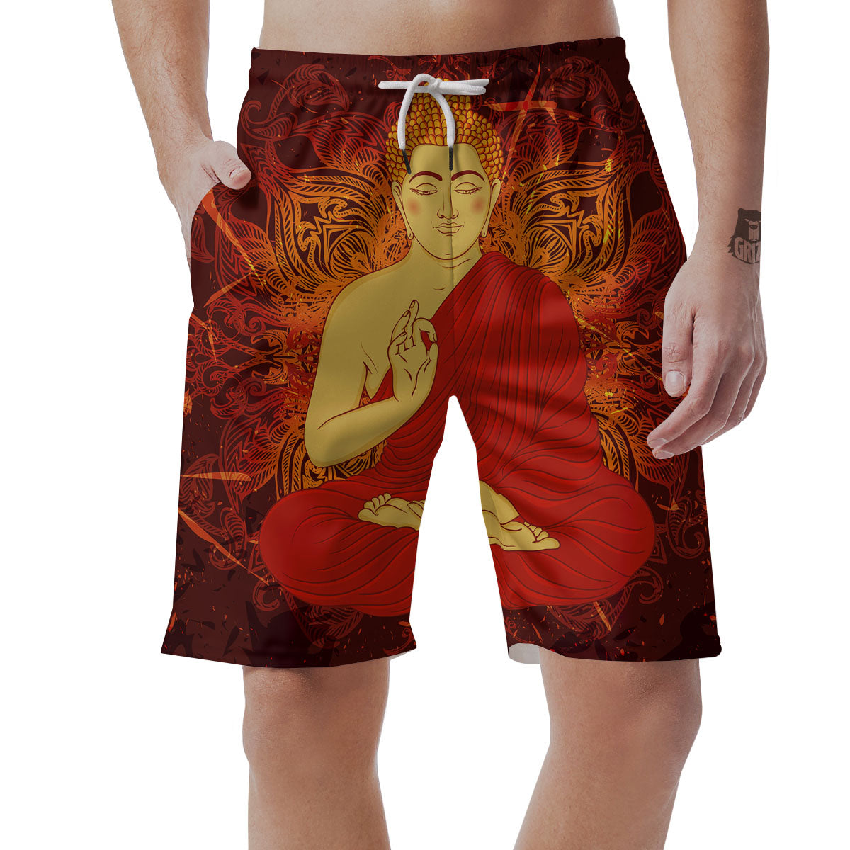 Buddha Statue Vintage Print Men's Shorts-grizzshop