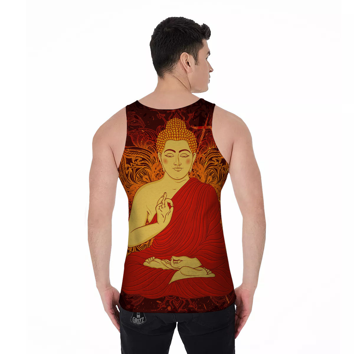 Buddha Statue Vintage Print Men's Tank Top-grizzshop