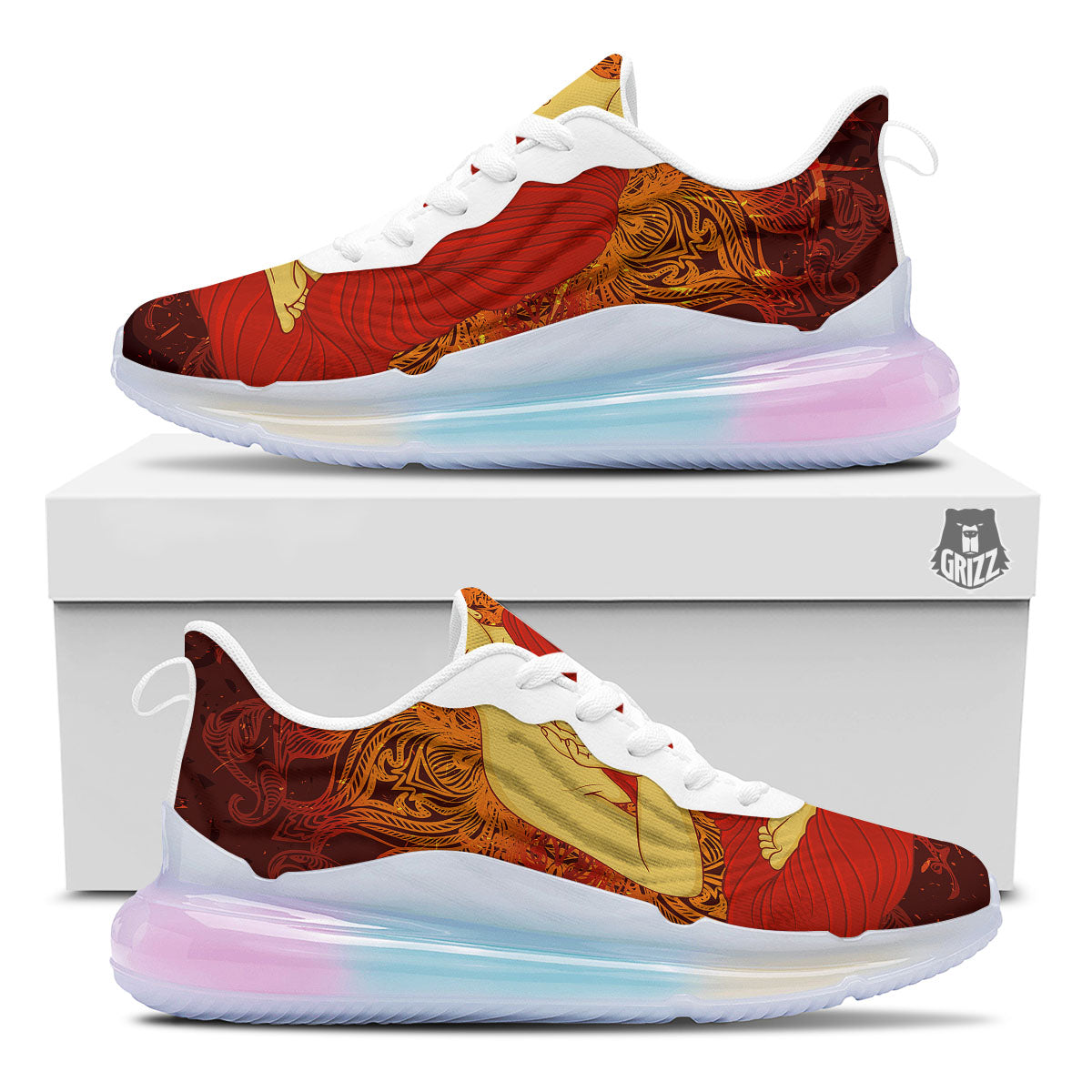Buddha Statue Vintage Print Running Sneakers-grizzshop