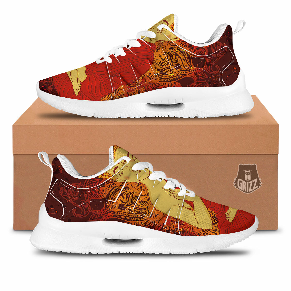 Buddha Statue Vintage Print Tennis Shoes-grizzshop