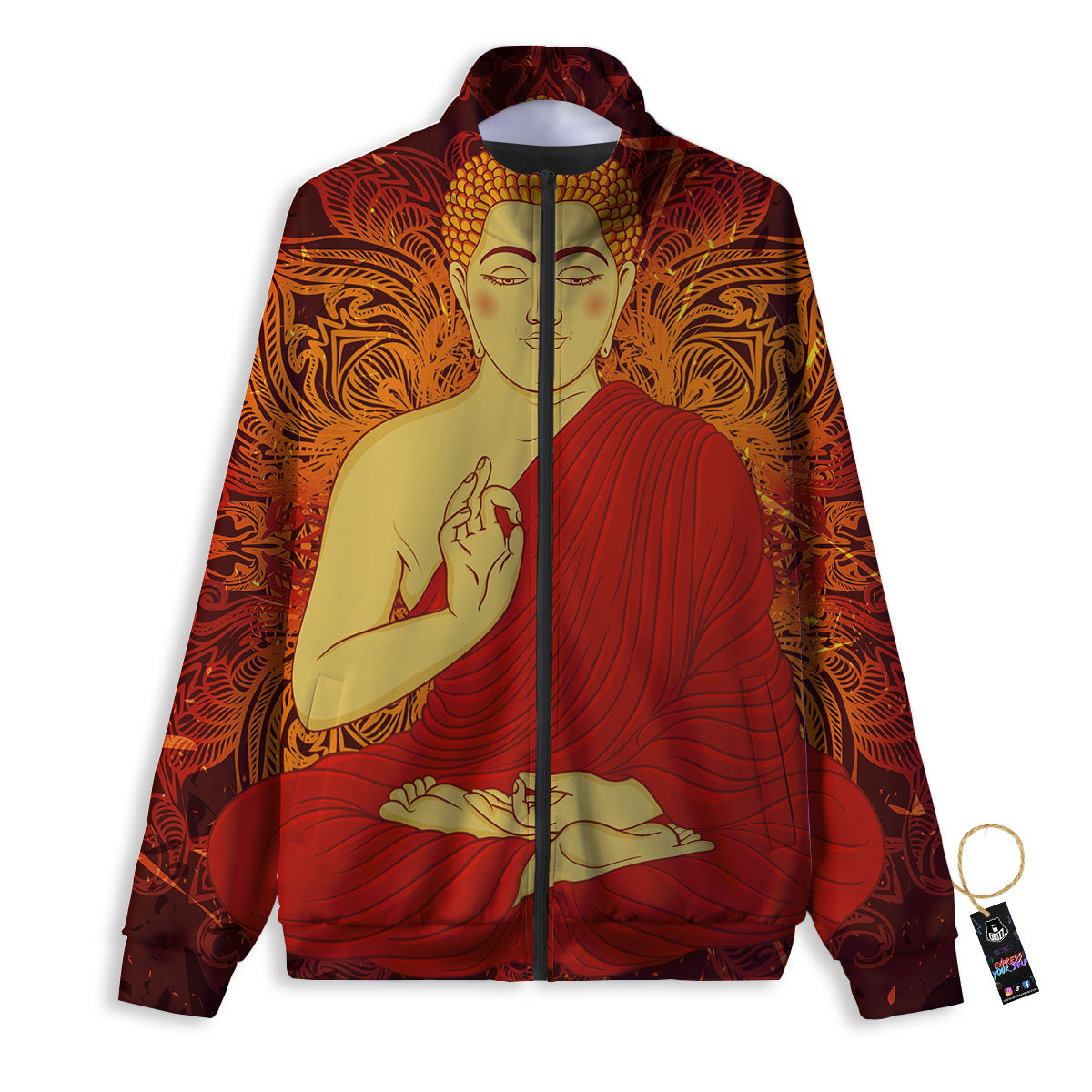 Buddha Statue Vintage Print Track Jacket-grizzshop
