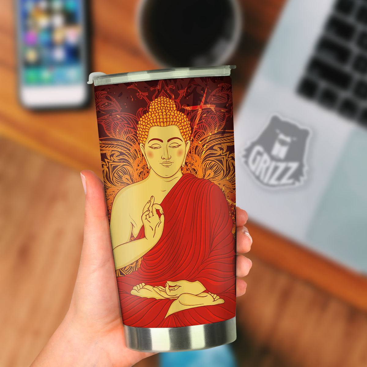 Buddha Statue Vintage Print Tumbler-grizzshop