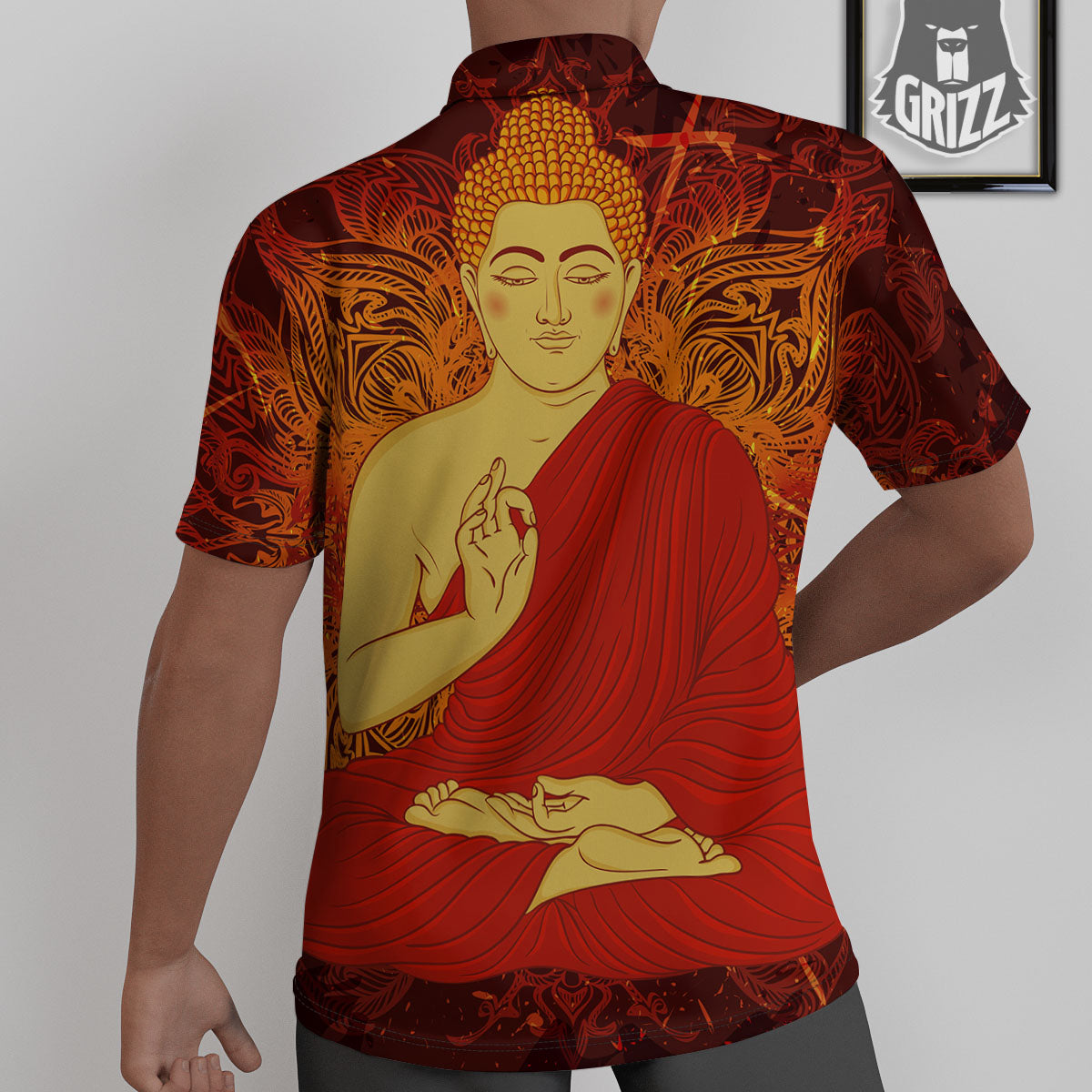 Buddha Statue Vintage Print Untucked Shirts-grizzshop