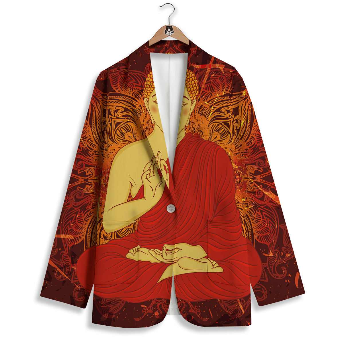 Buddha Statue Vintage Print Women's Blazer-grizzshop
