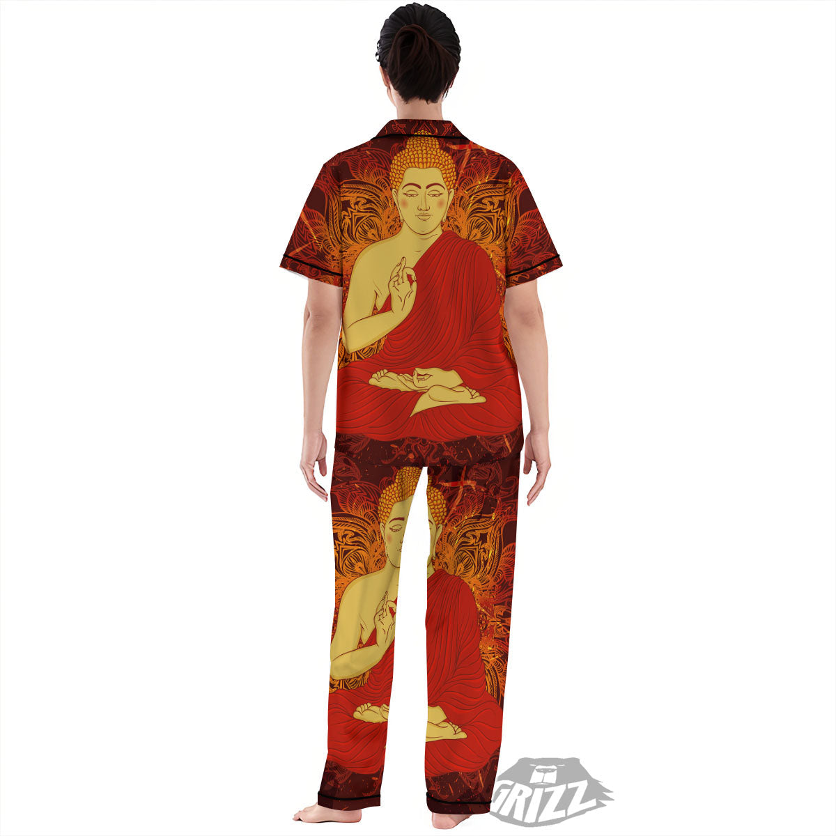 Buddha Statue Vintage Print Women's Pajamas Set-grizzshop