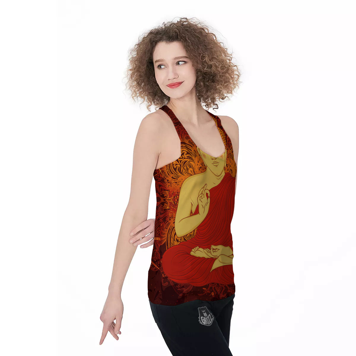 Buddha Statue Vintage Print Women's Racerback Tank Top-grizzshop