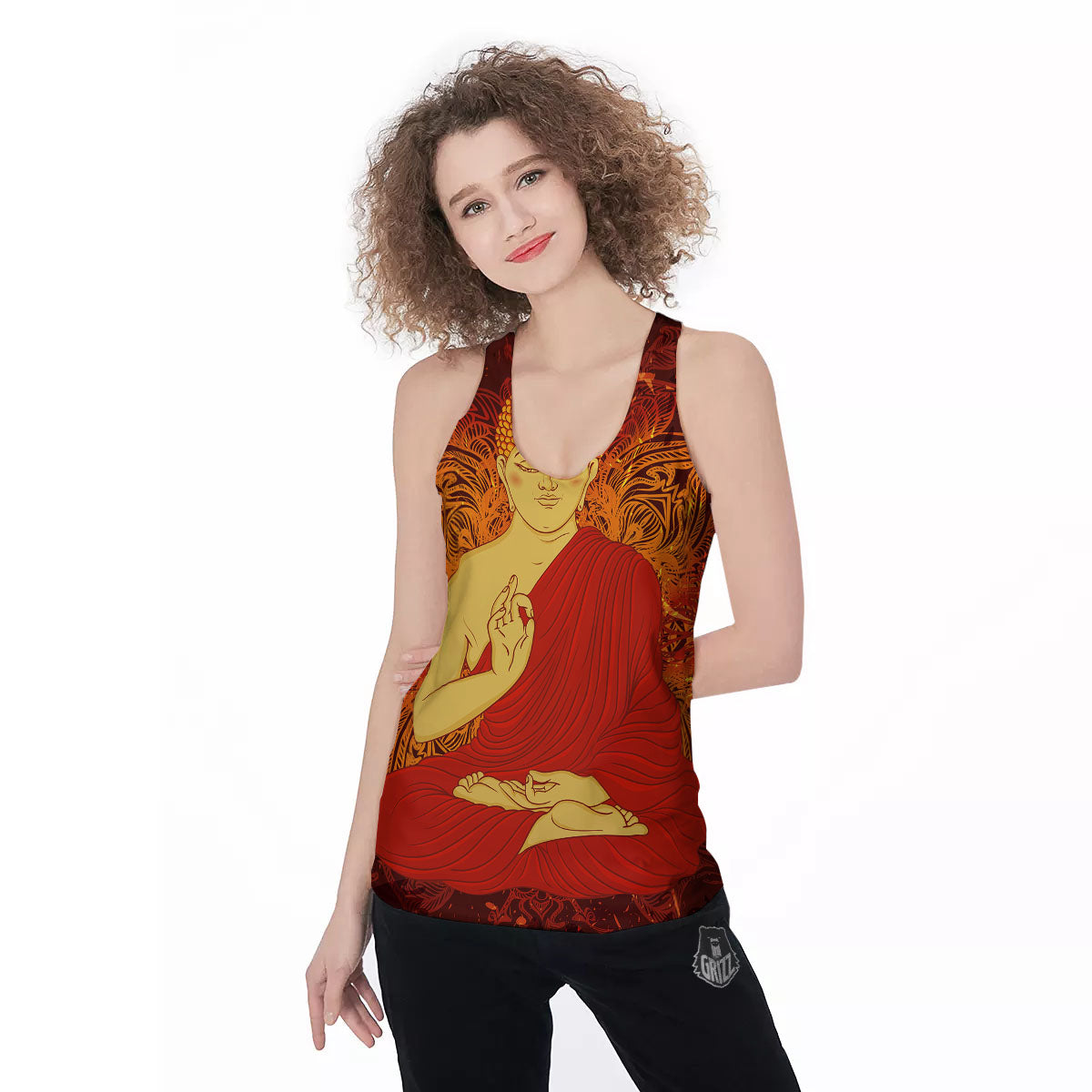 Buddha Statue Vintage Print Women's Racerback Tank Top-grizzshop