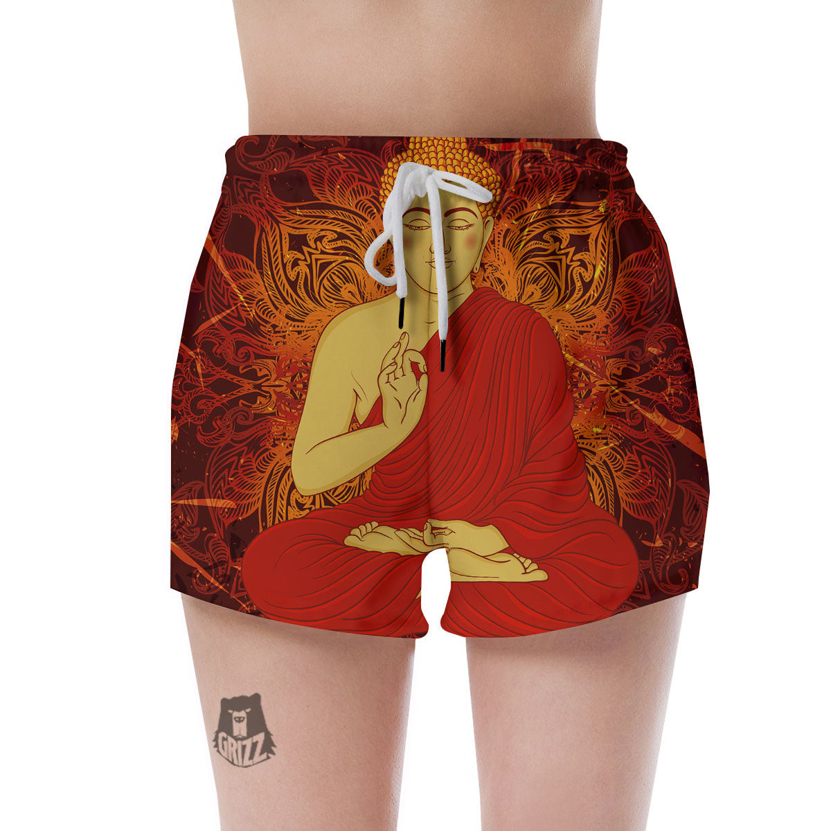 Buddha Statue Vintage Print Women's Shorts-grizzshop