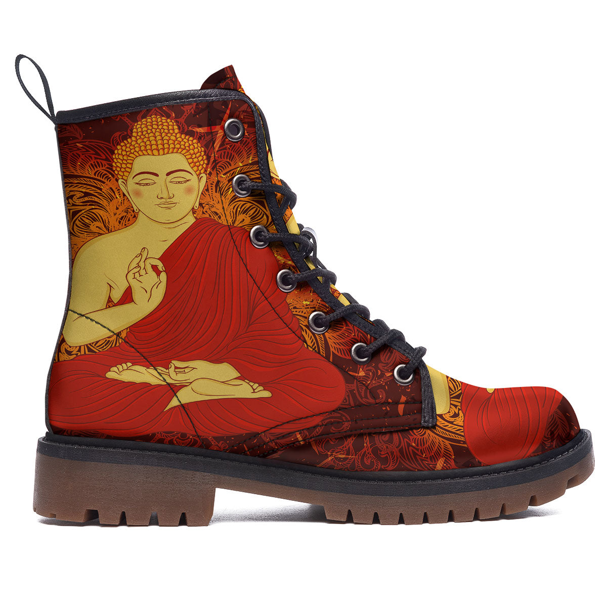Buddha Statue Vintage Print Work Boots-grizzshop