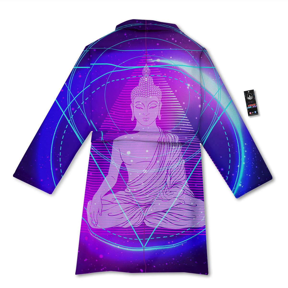 Buddha Teal And Purple Print Bathrobe-grizzshop