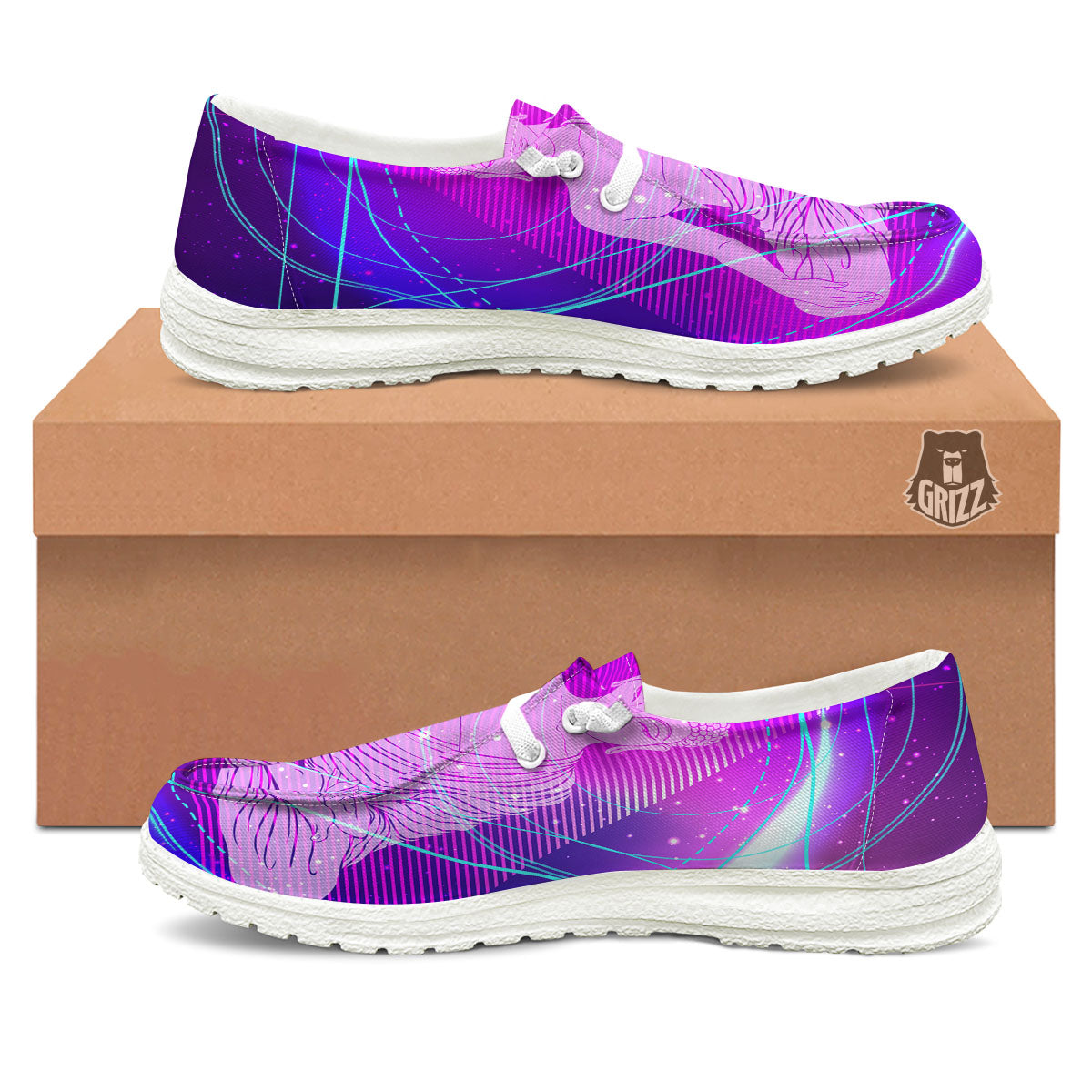 Buddha Teal And Purple Print Black Loafers-grizzshop