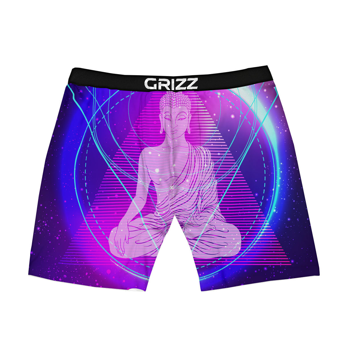 Buddha Teal And Purple Print Boxer Briefs-grizzshop