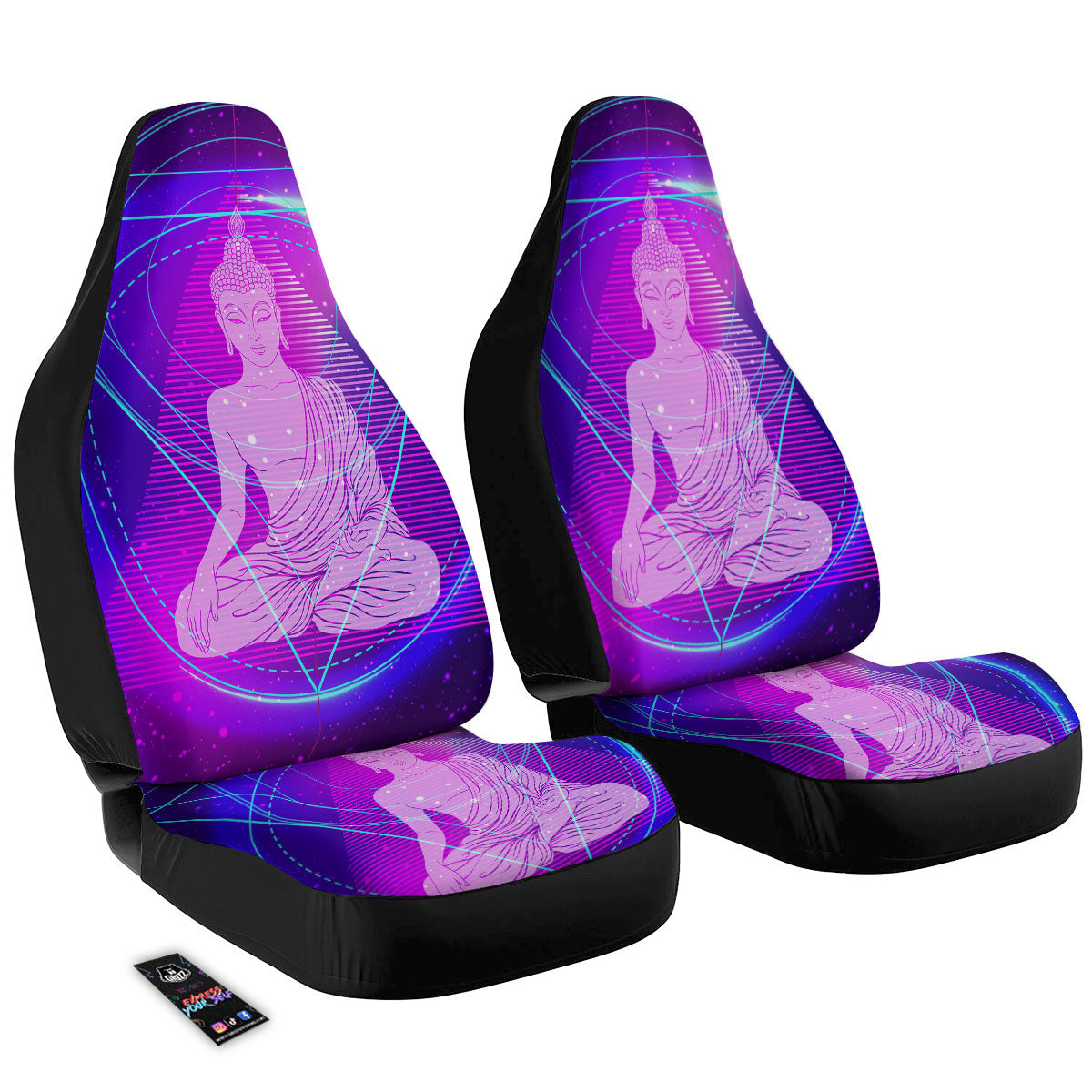 Buddha Teal And Purple Print Car Seat Covers-grizzshop