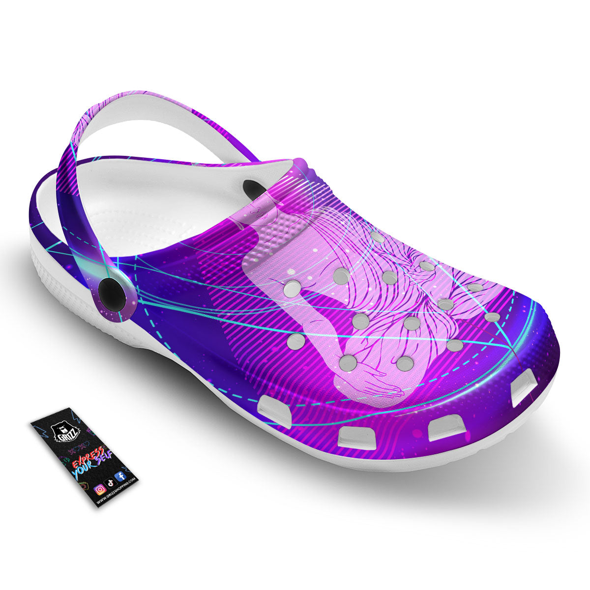 Buddha Teal And Purple Print Clog-grizzshop