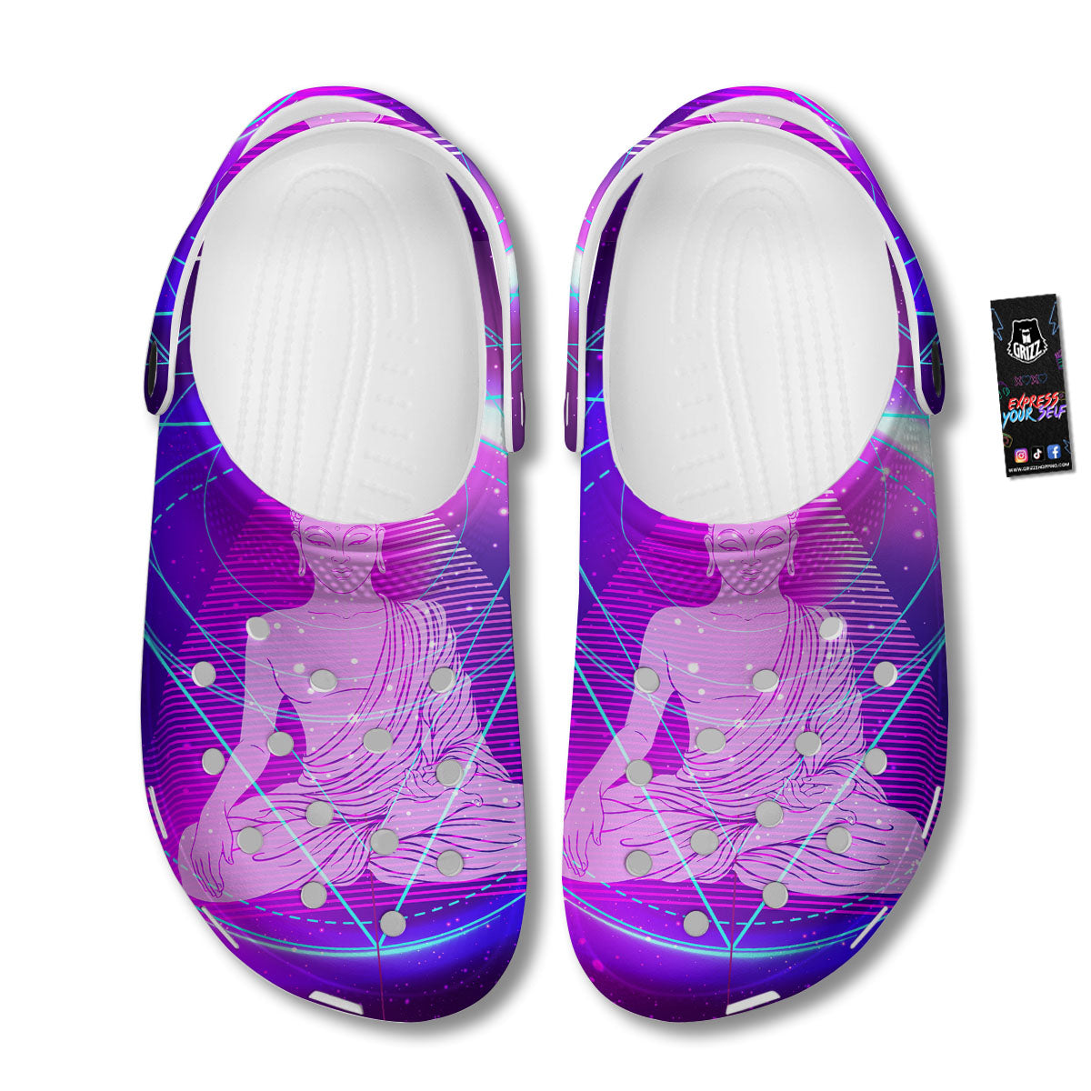 Buddha Teal And Purple Print Clog-grizzshop