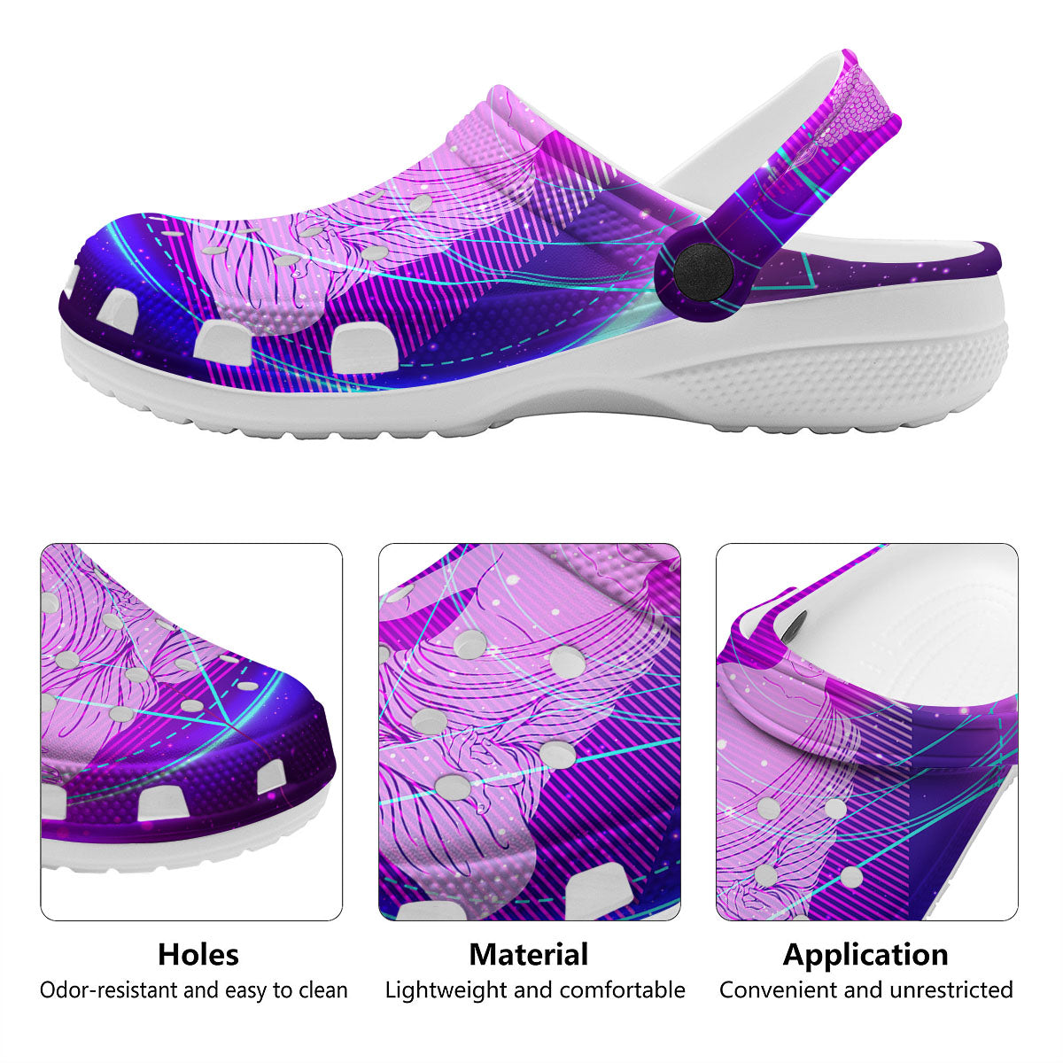 Buddha Teal And Purple Print Clog-grizzshop
