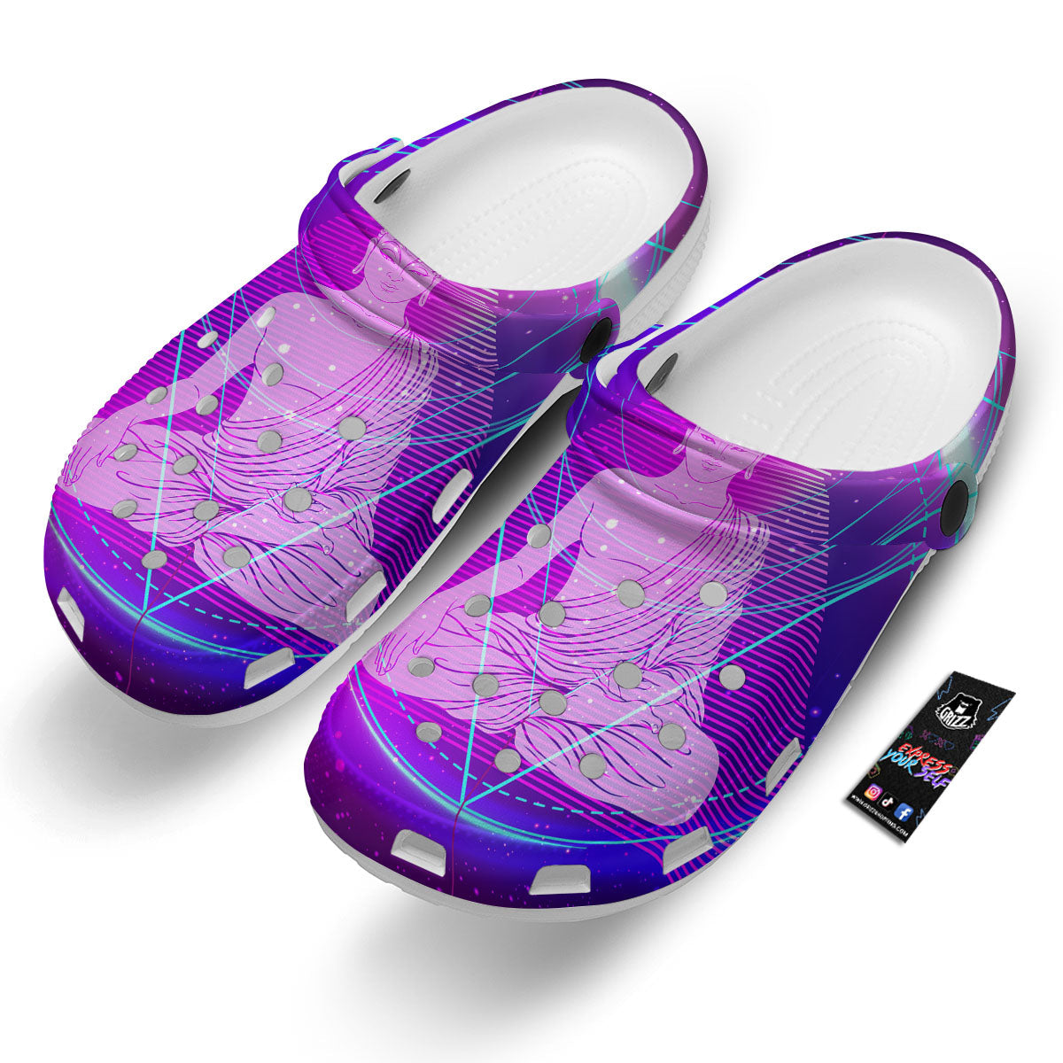 Buddha Teal And Purple Print Clog-grizzshop