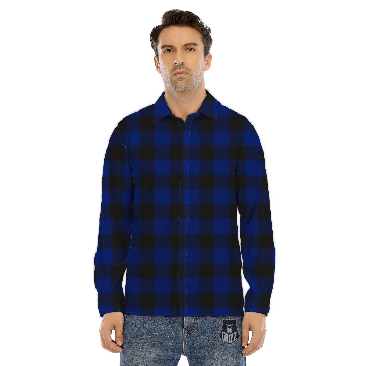 Buddha Teal And Purple Print Men's Dress Shirts-grizzshop