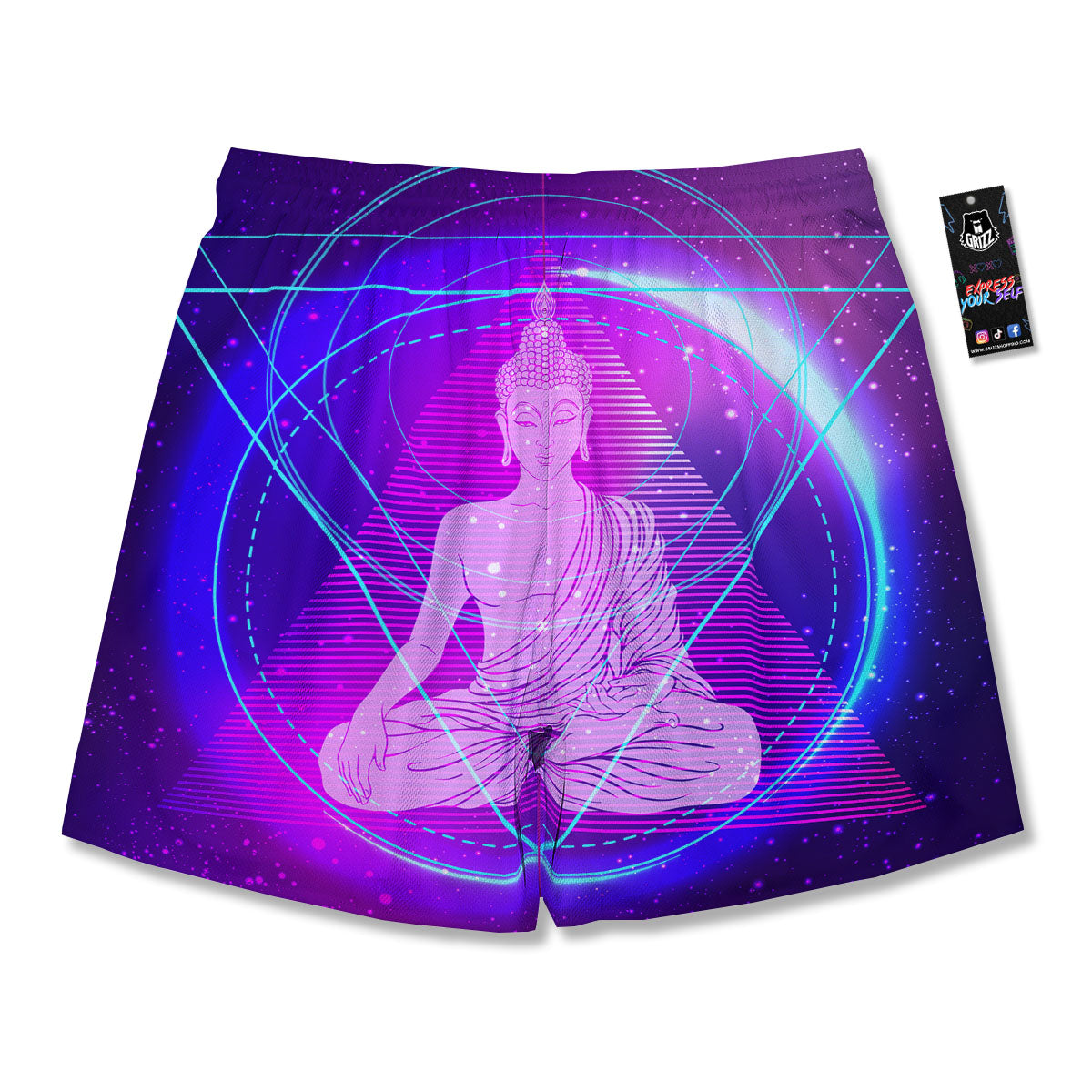 Buddha Teal And Purple Print Men's Running Shorts-grizzshop