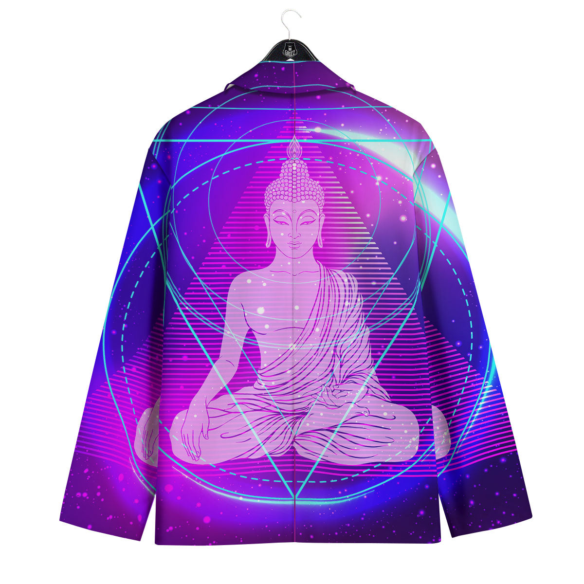 Buddha Teal And Purple Print Men's Sport Coat-grizzshop
