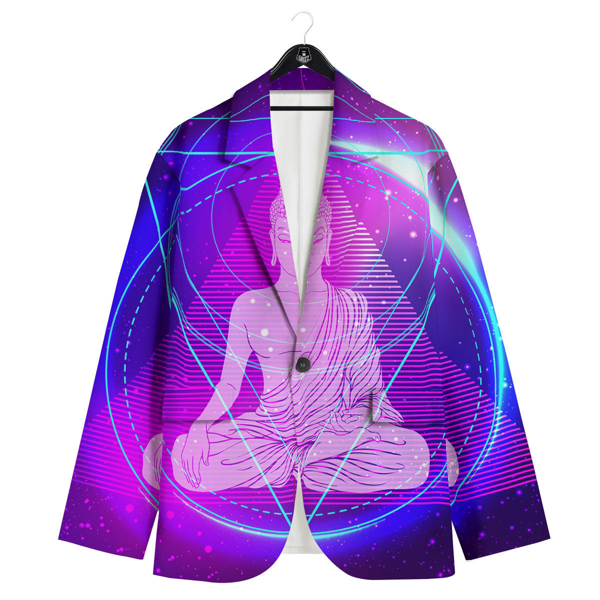 Buddha Teal And Purple Print Men's Sport Coat-grizzshop