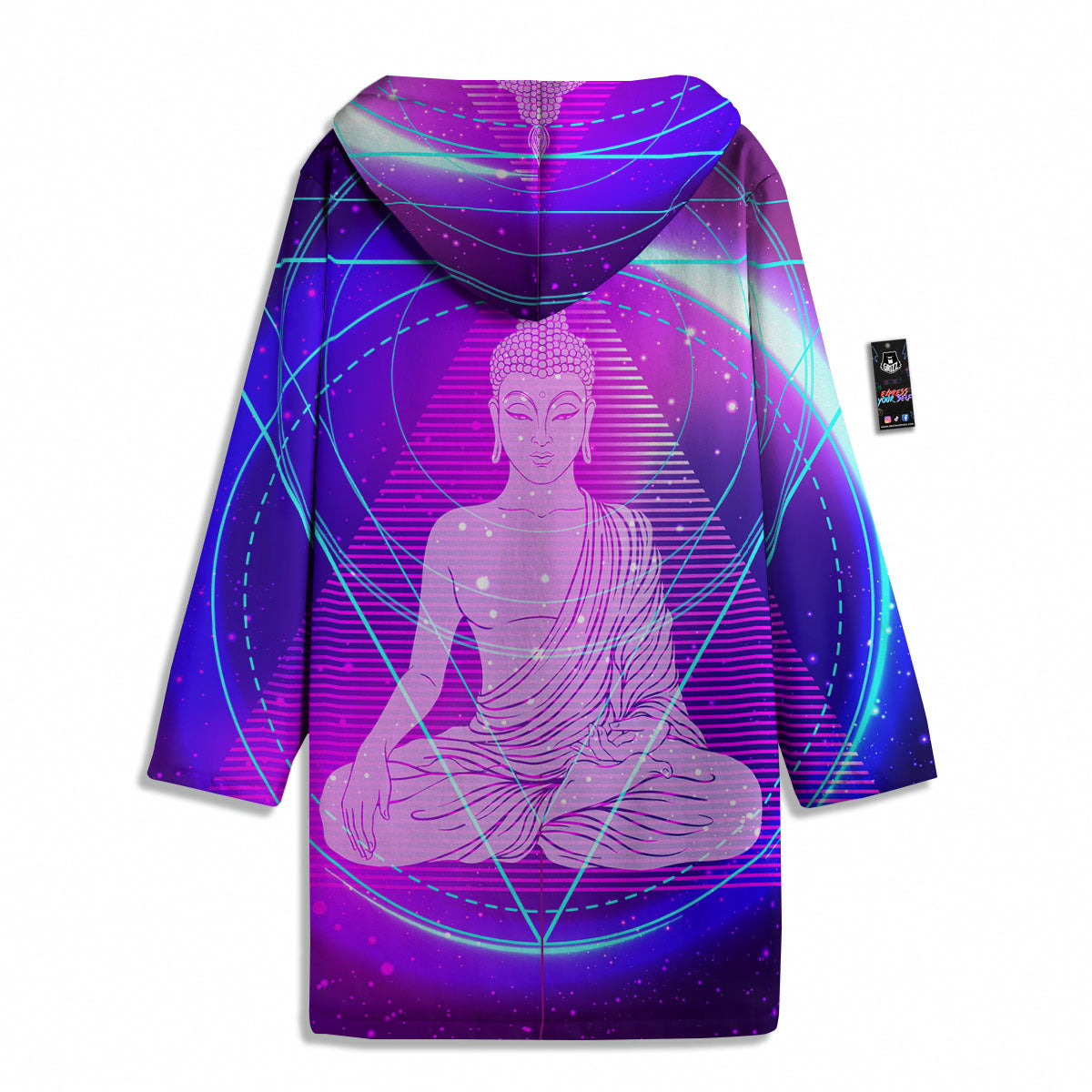 Buddha Teal And Purple Print Men's Windbreaker Jacket-grizzshop