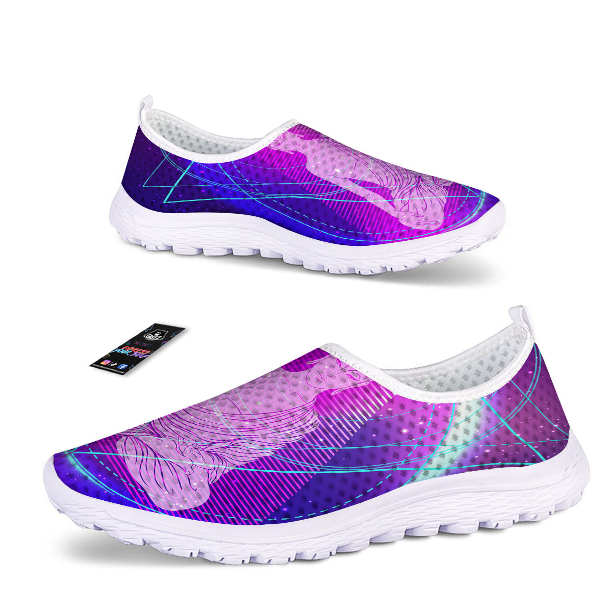 Buddha Teal And Purple Print Nurse Shoes-grizzshop